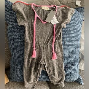 miki miette girls gray onesie jumpsuit flounce sleeve